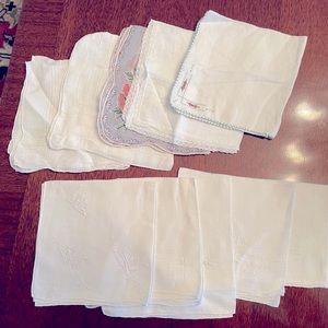 10 vintage individual pocket handkerchiefs in good estate condition.